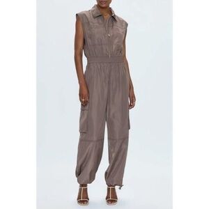 Women's Brown Becca Zip Front Utility Jumpsuit